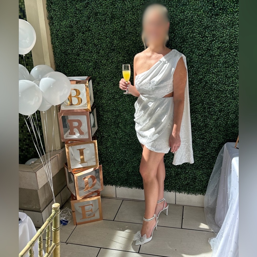 One shoulder mini dress in White